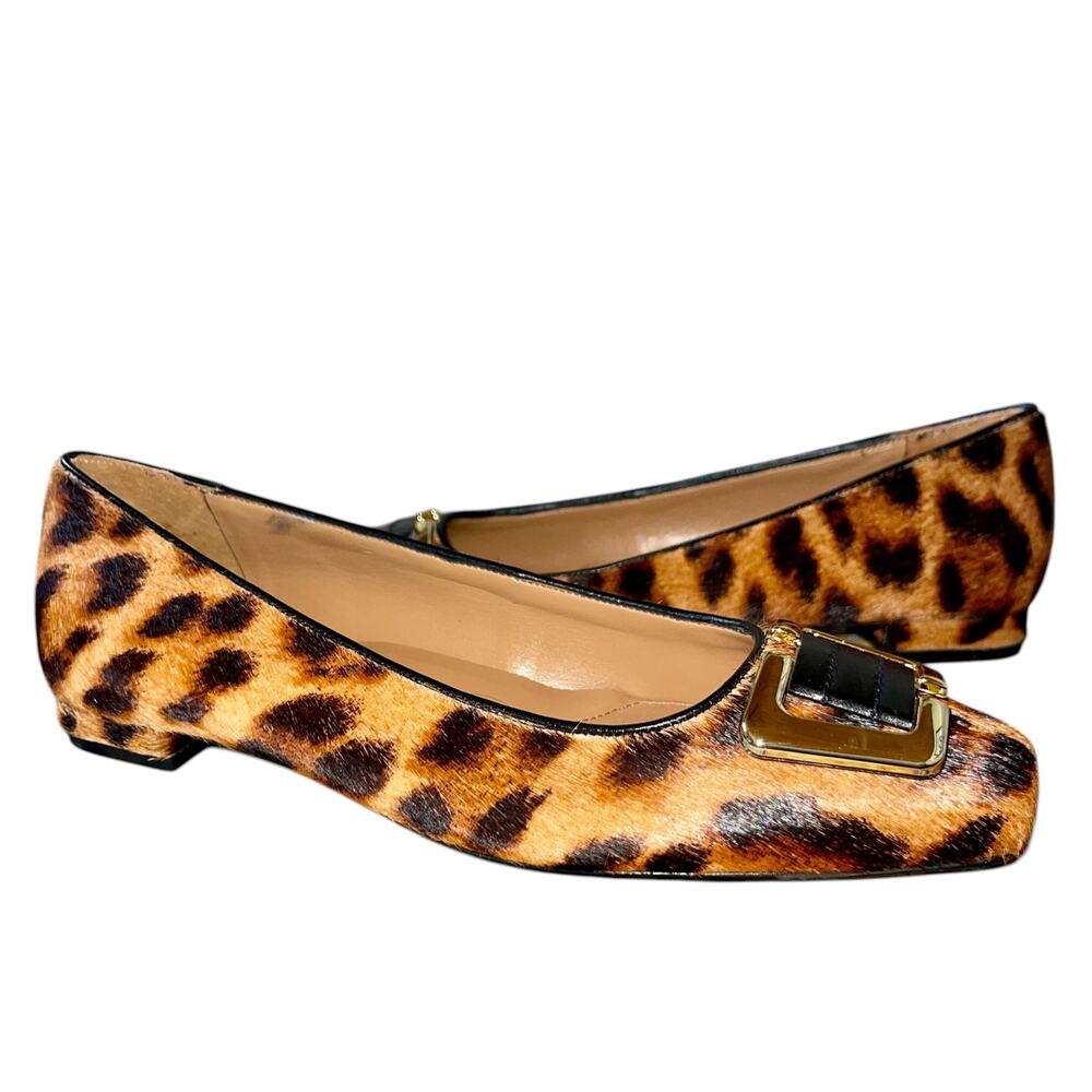 Talbots Sutton Buckle Flats Square Toe Leopard - Picture 2 of 10